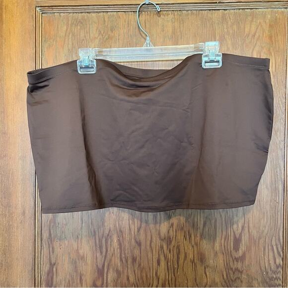 NWT SIGNATURE SWIM MICRO MINI SKIRT COCOA 3X - Picture 3 of 5